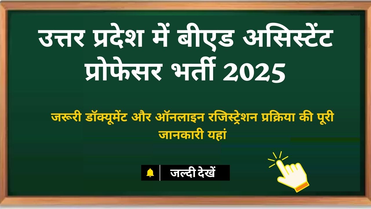 UP में B.Ed प्रोफेसर की भर्ती शुरू, जानें कौन कर सकता है अप्लाई .. जानें पूरी डिटेल एक क्लिक में!