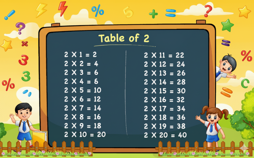 2 का पहाड़ा (Table of 2): आसान ट्रिक से सीखें दो का पहाड़ा गाने और चार्ट के साथ
